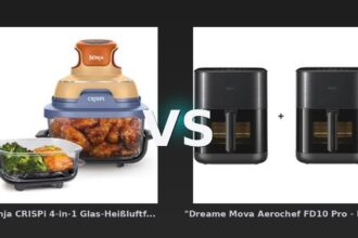 Vergleich: "Ninja CRISPi 4-in-1 Glas-Heißluftfritteuse Orange/Lila - FN101EUORPR" vs "Dreame Mova Aerochef FD10 Pro - Heißluftfritteuse - 2er-Set" - "Ninja CRISPi 4-in-1 vs "Dreame Mova Aerochef: Der KI-Audit