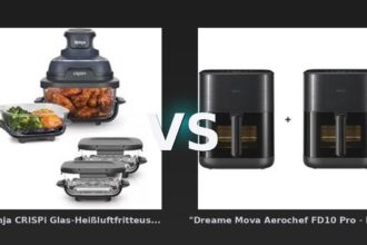 Vergleich: "Ninja CRISPi Glas-Heißluftfritteuse - Meal Prep Set - FN101EUGYBNDL1" vs "Dreame Mova Aerochef FD10 Pro - Heißluftfritteuse - 2er-Set" - "Ninja CRISPi Glas-Heißluftfritteuse vs "Dreame Mova Aerochef