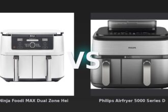 Vergleich: "Ninja Foodi MAX Dual Zone Heißluftfritteuse AF400EUWH" vs Philips Airfryer 5000 Series Dual Basket NA555/00