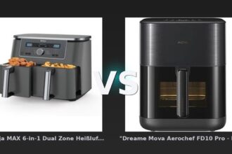 Vergleich: "Ninja MAX 6-in-1 Dual Zone Heißluftfritteuse 9 5 L DZ400EU" vs "Dreame Mova Aerochef FD10 Pro - Heißluftfritteuse - Schwarz" - "Ninja 6-in-1 Dual vs "Dreame Mova Aerochef: Der KI-Audit