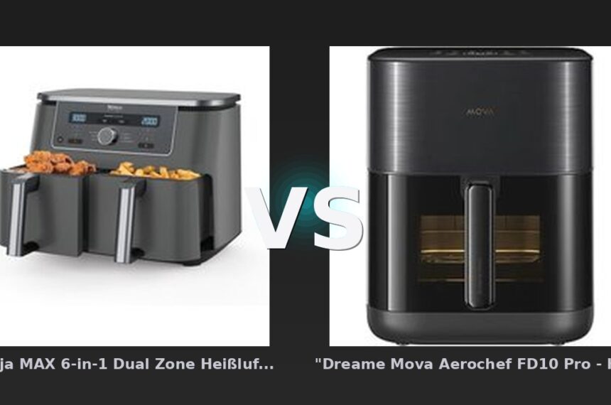 Vergleich: "Ninja MAX 6-in-1 Dual Zone Heißluftfritteuse 9 5 L DZ400EU" vs "Dreame Mova Aerochef FD10 Pro - Heißluftfritteuse - Schwarz" - "Ninja 6-in-1 Dual vs "Dreame Mova Aerochef: Der KI-Audit