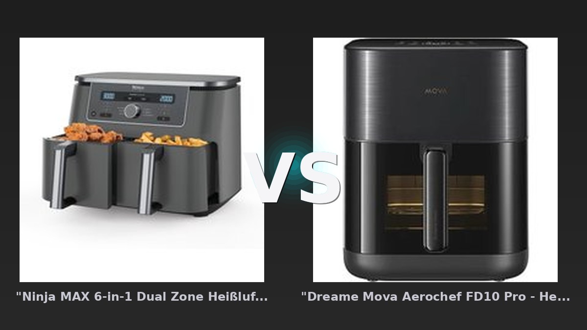 Vergleich: "Ninja MAX 6-in-1 Dual Zone Heißluftfritteuse 9 5 L DZ400EU" vs "Dreame Mova Aerochef FD10 Pro - Heißluftfritteuse - Schwarz" - "Ninja 6-in-1 Dual vs "Dreame Mova Aerochef: Der KI-Audit