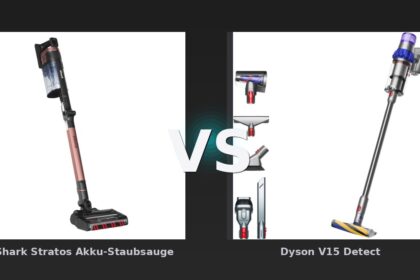 Vergleich: "Shark Stratos Akku-Staubsauger mit selbstreinigender Bürstenrolle Clean Sense iQ und Flexology IZ400EU" vs Dyson V15 Detect