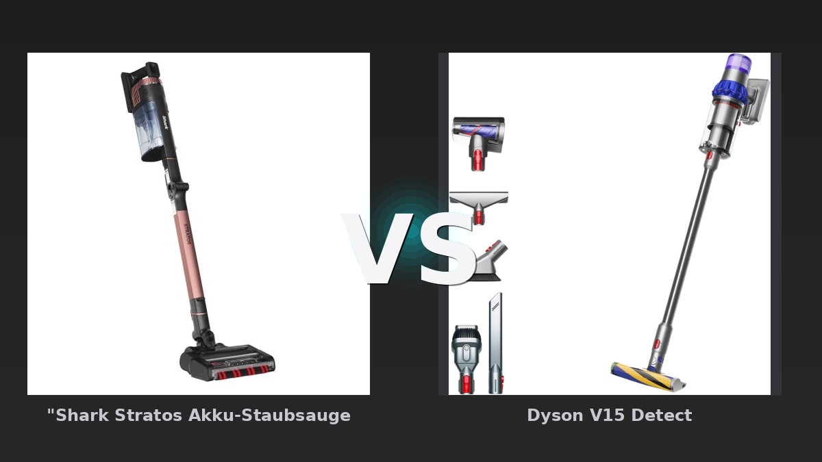 Vergleich: "Shark Stratos Akku-Staubsauger mit selbstreinigender Bürstenrolle Clean Sense iQ und Flexology IZ400EU" vs Dyson V15 Detect