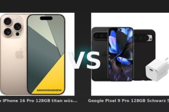 Vergleich: Apple iPhone 16 Pro 128GB titan wüstensand vs Google Pixel 9 Pro 128GB Schwarz 5G + Zubehörset - Apple iPhone 16 vs Google Pixel 9: Der KI-Audit