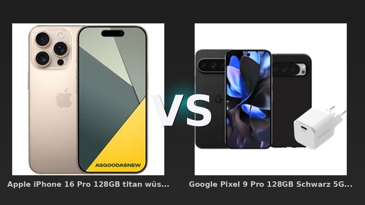 Vergleich: Apple iPhone 16 Pro 128GB titan wüstensand vs Google Pixel 9 Pro 128GB Schwarz 5G + Zubehörset - Apple iPhone 16 vs Google Pixel 9: Der KI-Audit