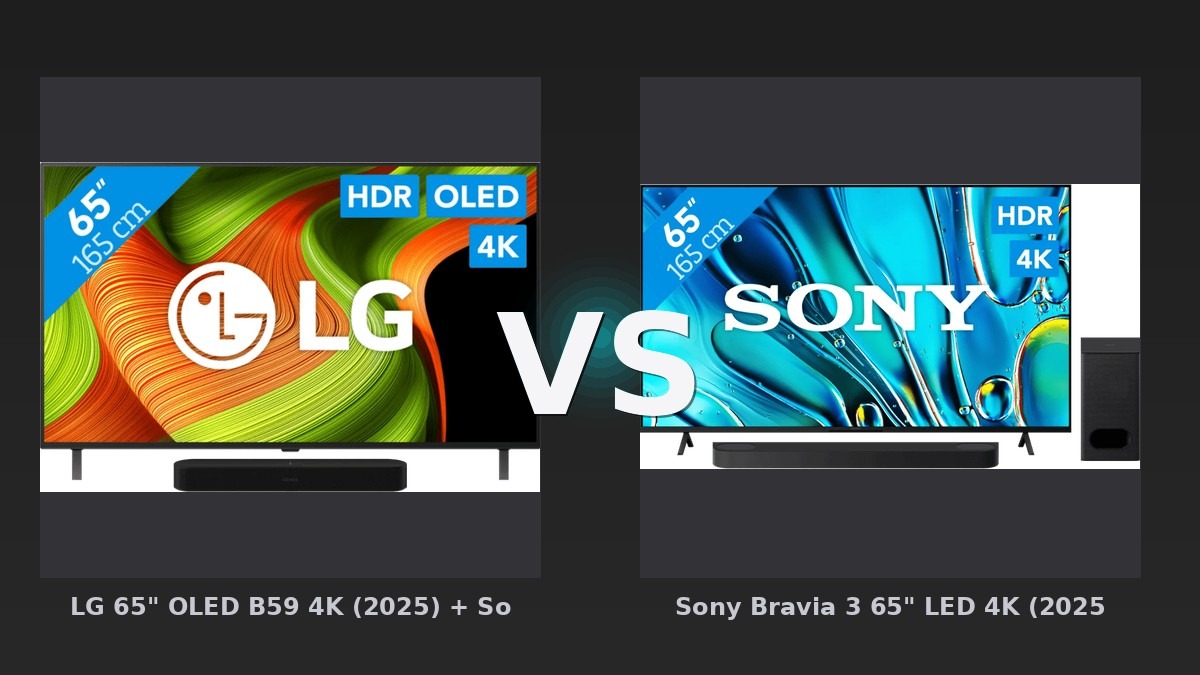Vergleich: LG 65" OLED B59 4K (2025) + Sonos Beam Gen. 2 vs Sony Bravia 3 65" LED 4K (2025) + Sony Bravia Theatre Bar 6