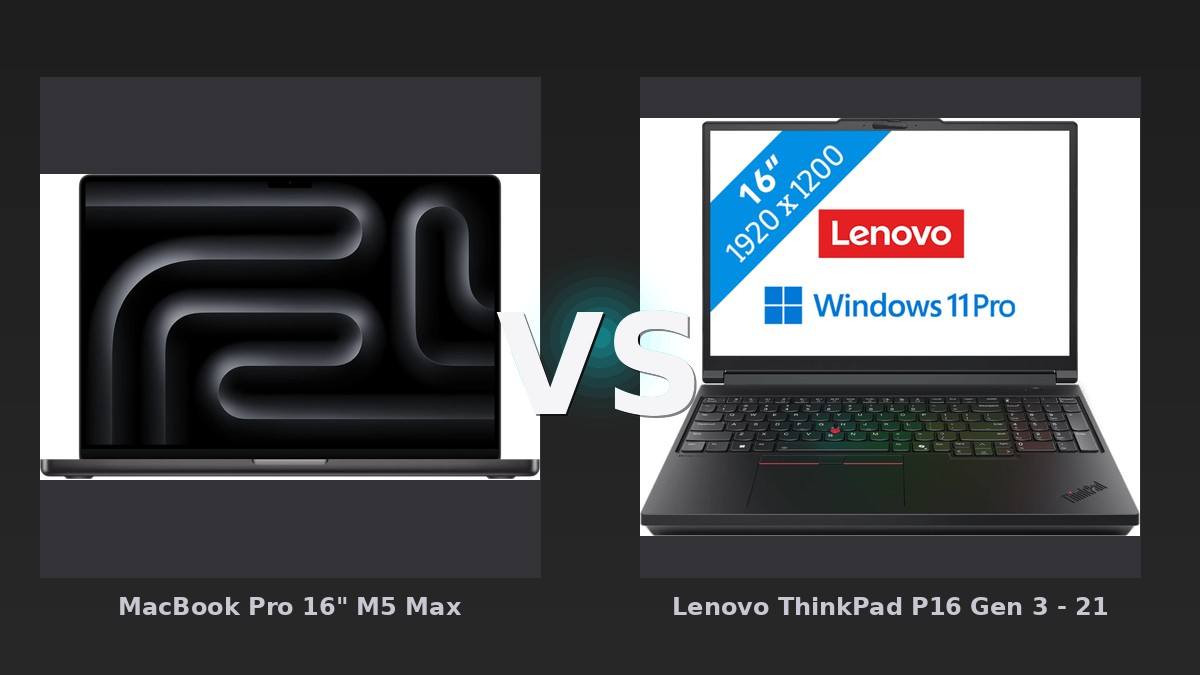 Vergleich: MacBook Pro 16" M5 Max vs Lenovo ThinkPad P16 Gen 3 - 21RQ0005MH QWERTY [Englische Tastatur]