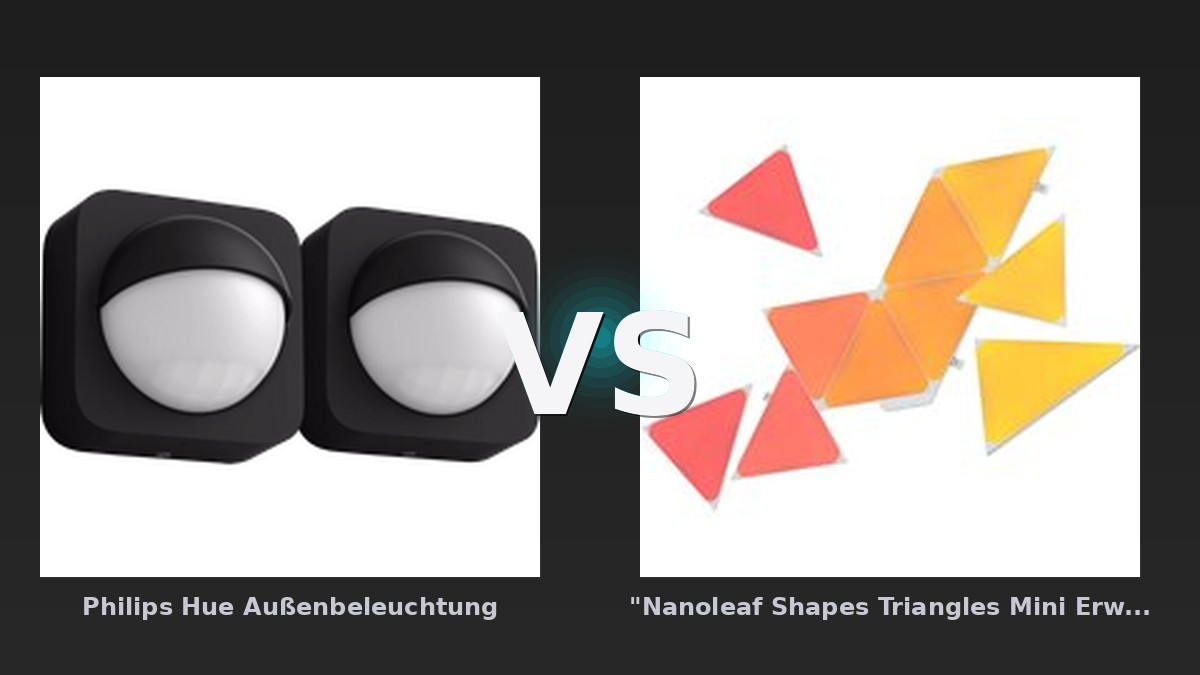 Vergleich: Philips Hue Außenbeleuchtung vs "Nanoleaf Shapes Triangles Mini Erweiterung - 10er-Set- Weiß" - Philips Hue Außenbeleuchtung vs "Nanoleaf Shapes Triangles