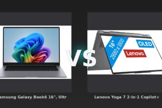Vergleich: Samsung Galaxy Book6 16", Ultra 7, 32 GB, Copilot+ PC, 1 TB Gray vs Lenovo Yoga 7 2-in-1 Copilot+ PC OLED 16ILL10 - 16" - Intel Core Ultra 7 - 32GB RAM/1TB SSD