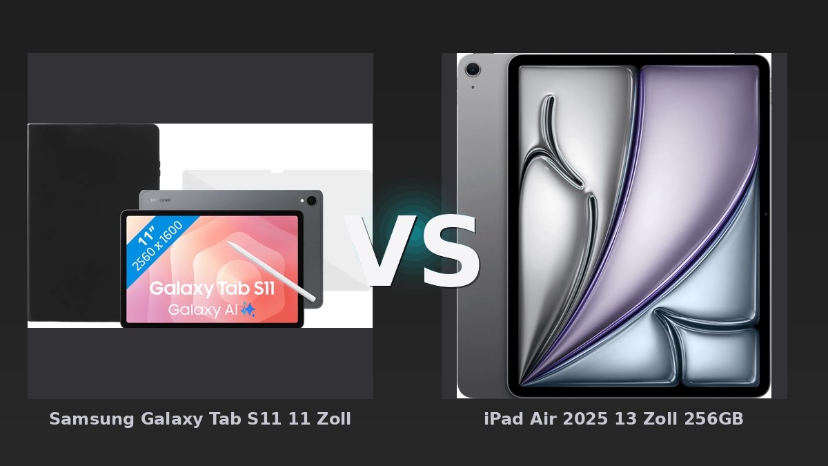 Vergleich: Samsung Galaxy Tab S11 11 Zoll 512GB Wi-Fi und 5G Grau + Schutzpaket vs iPad Air 2025 13 Zoll 256GB