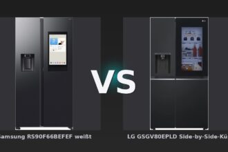 Vergleich: Samsung RS90F66BEFEF weißt vs LG GSGV80EPLD Side-by-Side-Kühlschrank