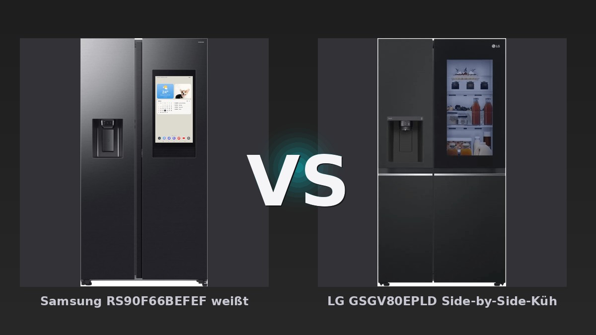 Vergleich: Samsung RS90F66BEFEF weißt vs LG GSGV80EPLD Side-by-Side-Kühlschrank