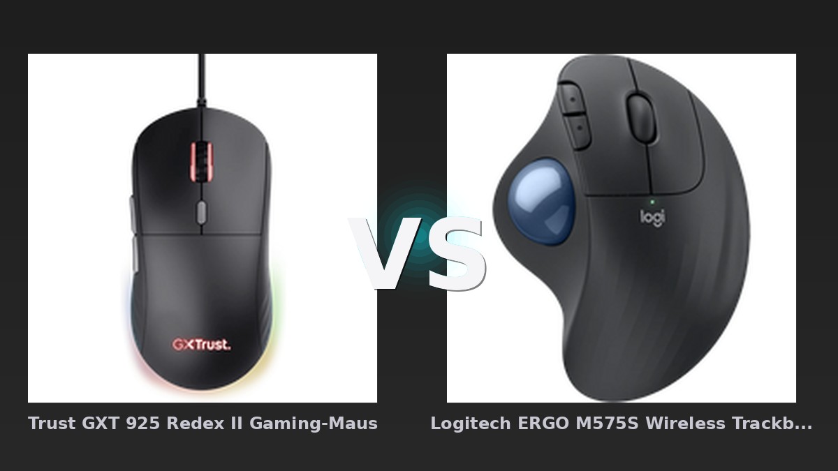 Vergleich: Trust GXT 925 Redex II Gaming-Maus vs Logitech ERGO M575S Wireless Trackball Maus Schwarz - Trust GXT 925 vs Logitech ERGO M575S: Der KI-Audit