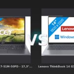 Vergleich: Acer Aspire 17 A17-51M-50PD - 17,3" - Intel Core i5 - 16GB RAM/512GB SSD vs Lenovo ThinkBook 14 G7 ARP - 21MV00FKMH QWERTY [Englische Tastatur] - Acer Aspire 17 vs Lenovo ThinkBook 14: Großer Preisunterschied, aber fehlende Details trüben den Ver