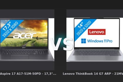 Vergleich: Acer Aspire 17 A17-51M-50PD - 17,3" - Intel Core i5 - 16GB RAM/512GB SSD vs Lenovo ThinkBook 14 G7 ARP - 21MV00FKMH QWERTY [Englische Tastatur] - Acer Aspire 17 vs Lenovo ThinkBook 14: Großer Preisunterschied, aber fehlende Details trüben den Ver