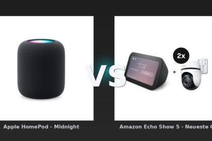 Vergleich: Apple HomePod - Midnight vs Amazon Echo Show 5 - Neueste Generation + TP-Link Tapo C530WS - Schwenk-Neige-Außenkamera - 2er-Set
