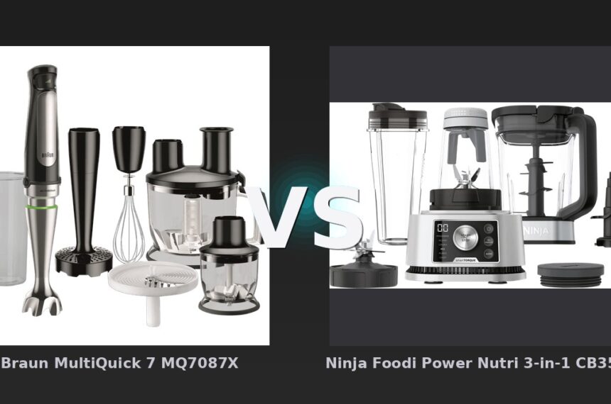 Vergleich: Braun MultiQuick 7 MQ7087X vs Ninja Foodi Power Nutri 3-in-1 CB350EU - Stabmixer-Duell: Braun MultiQuick 7 MQ7087X vs. Ninja Foodi Power Nutri 3-in-1 – Vielseitigkeit trif