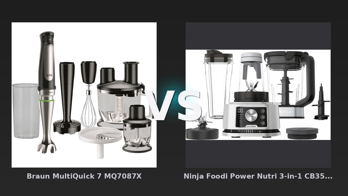 Vergleich: Braun MultiQuick 7 MQ7087X vs Ninja Foodi Power Nutri 3-in-1 CB350EU - Stabmixer-Duell: Braun MultiQuick 7 MQ7087X vs. Ninja Foodi Power Nutri 3-in-1 – Vielseitigkeit trif