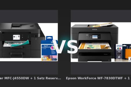 Vergleich: Brother MFC-J4550DW + 1 Satz Reservepatronen vs Epson WorkForce WF-7830DTWF + 1 Satz Reservepatronen - Brother MFC-J4550DW vs Epson WorkForce WF-7830DTWF: Mittelklasse-Business-Tintenstrahler im Vergleic