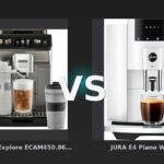 Vergleich: De'Longhi Eletta Explore ECAM450.86.T Titan vs JURA E4 Piano White (EA) - De'Longhi Eletta Explore vs. JURA E4: Der Vollautomat mit Milchsystem schlägt den Puristen
