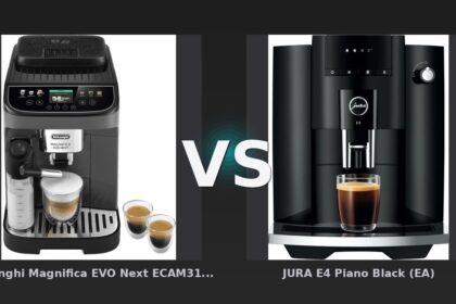 Vergleich: De'Longhi Magnifica EVO Next ECAM310.60.GB vs JURA E4 Piano Black (EA) - De'Longhi Magnifica EVO Next vs JURA E4: Preis-Leistungs-Sieg für den Milchkaffee-Fan
