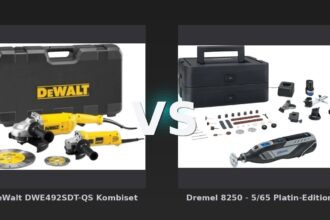 Vergleich: DeWalt DWE492SDT-QS Kombiset vs Dremel 8250 - 5/65 Platin-Edition - DeWalt DWE492SDT-QS Kombiset vs Dremel 8250 -: Der KI-Audit