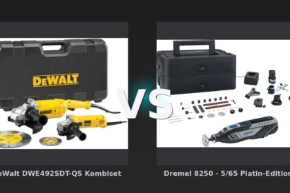Vergleich: DeWalt DWE492SDT-QS Kombiset vs Dremel 8250 - 5/65 Platin-Edition - DeWalt DWE492SDT-QS Kombiset vs Dremel 8250 -: Der KI-Audit