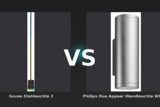Vergleich: Govee Stehleuchte 2 vs Philips Hue Appear Wandleuchte White & Color - Edelstahl - Govee Stehleuchte 2 vs Philips Hue Appear: Der KI-Audit