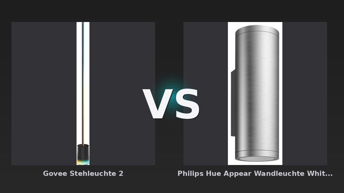 Vergleich: Govee Stehleuchte 2 vs Philips Hue Appear Wandleuchte White & Color - Edelstahl - Govee Stehleuchte 2 vs Philips Hue Appear: Der KI-Audit