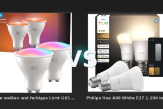 Vergleich: Govee weißes und farbiges Licht GU10 Doppelpack vs Philips Hue A60 White E27 1.100 lm Doppelpack - Govee weißes und vs Philips Hue A60: Der KI-Audit