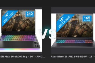Vergleich: HP OMEN Max 16-ak0073ng - 16" - AMD Ryzen AI 7 - 32GB RAM/1TB SSD - RTX 5070 Ti vs Acer Nitro 18 AN18-61-R10V - 18" - AMD Ryzen AI 7 - 16GB RAM/1TB SSD - RTX 5070 - HP OMEN 16-ak0073ng vs Acer Nitro 18: Der KI-Audit