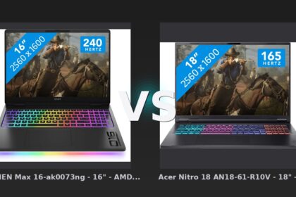 Vergleich: HP OMEN Max 16-ak0073ng - 16" - AMD Ryzen AI 7 - 32GB RAM/1TB SSD - RTX 5070 Ti vs Acer Nitro 18 AN18-61-R10V - 18" - AMD Ryzen AI 7 - 16GB RAM/1TB SSD - RTX 5070 - HP OMEN 16-ak0073ng vs Acer Nitro 18: Der KI-Audit