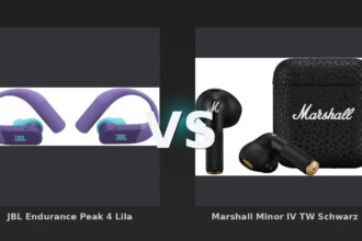 Vergleich: JBL Endurance Peak 4 Lila vs Marshall Minor IV TW Schwarz - JBL Endurance Peak 4 vs. Marshall Minor IV TW: Sportler-Kraftpaket gegen Stil-Ikone
