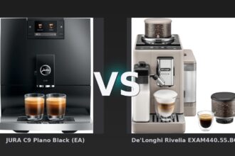 Vergleich: JURA C9 Piano Black (EA) vs De'Longhi Rivelia EXAM440.55.BG - JURA C9 Piano Black vs. De'Longhi Rivelia EXAM440.55.BG – Klassiker trifft Komfort