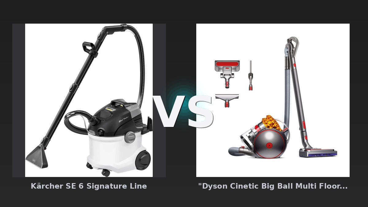 Vergleich: Kärcher SE 6 Signature Line vs "Dyson Cinetic Big Ball Multi Floor 2 Bodenstaubsauger Gelb/Silber" - Kärcher SE 6 vs Dyson Cinetic Big Ball: Nasssauger gegen Trockensauger – Wer gewinnt?