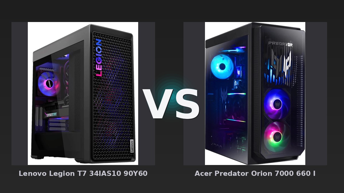 Vergleich: Lenovo Legion T7 34IAS10 90Y60080MH vs Acer Predator Orion 7000 660 IU9K85804