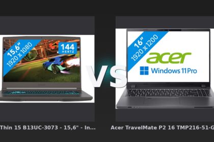 Vergleich: MSI Thin 15 B13UC-3073 - 15,6" - Intel Core i5 - 16GB RAM/512GB SSD - RTX 3050 vs Acer TravelMate P2 16 TMP216-51-G2-TCO-77R7 QWERTY [Englische Tastatur] - MSI Thin 15 vs Acer TravelMate P2 16: Gaming-Bolide trifft Business-Begleiter