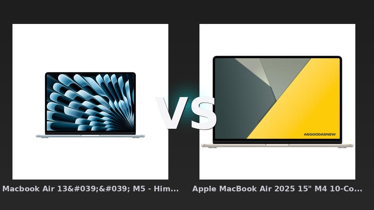 Vergleich: Macbook Air 13'' M5 - Himmelblau - 2026 - M5-10-10 - 16GB - 1TBSSD vs Apple MacBook Air 2025 15" M4 10-Core CPU | 10-Core GPU 512 GB SSD 16 GB polarstern - Macbook Air 13'' vs Apple MacBook Air: Der KI-Audit