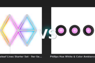 Vergleich: Nanoleaf Lines Starter Set - 9er-Set - Weiß vs Philips Hue White & Color Ambiance Centura Einbauspot 3 flg. - Schwarz - Nanoleaf Lines Starter vs Philips Hue White: Der KI-Audit