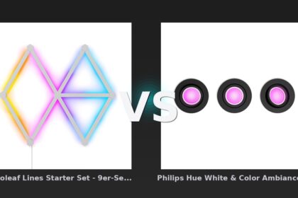 Vergleich: Nanoleaf Lines Starter Set - 9er-Set - Weiß vs Philips Hue White & Color Ambiance Centura Einbauspot 3 flg. - Schwarz - Nanoleaf Lines Starter vs Philips Hue White: Der KI-Audit
