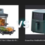 Vergleich: Ninja CRISPi PRO 7-in-1 Glas-Air-Fryer in Dunkelblau | AS101EUCY | von SharkNinja vs GreenPan Heißluftfritteuse "Bistro" 1 Korb 7,2 l, grün - Ninja CRISPi PRO vs. GreenPan Bistro: Glas trifft auf Volumen – welcher Air Fryer überzeugt?