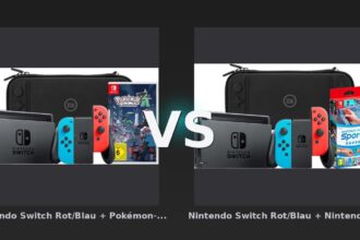 Vergleich: Nintendo Switch Rot/Blau + Pokémon-Legenden: Z-A + BlueBuilt Schutzhülle vs Nintendo Switch Rot/Blau + Nintendo Switch Sports + Bluebuilt Travel Case - Nintendo Switch Bundle Vergleich: Pokémon-Legenden: Z-A vs. Switch Sports