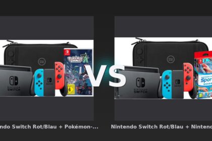 Vergleich: Nintendo Switch Rot/Blau + Pokémon-Legenden: Z-A + BlueBuilt Schutzhülle vs Nintendo Switch Rot/Blau + Nintendo Switch Sports + Bluebuilt Travel Case - Nintendo Switch Bundle Vergleich: Pokémon-Legenden: Z-A vs. Switch Sports