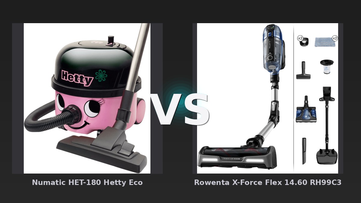 Vergleich: Numatic HET-180 Hetty Eco vs Rowenta X-Force Flex 14.60 RH99C3 - Numatic HET-180 Hetty vs Rowenta X-Force Flex: Der KI-Audit