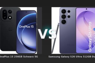 Vergleich: OnePlus 15 256GB Schwarz 5G vs Samsung Galaxy S26 Ultra 512GB Dunkelblau 5G - OnePlus 15 vs. Samsung Galaxy S26 Ultra: Mittelklasse-Kämpfer gegen Ultra-Flaggschiff