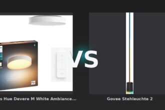 Vergleich: Philips Hue Devere M White Ambiance Badezimmerdeckenleuchte Weiß + Dimmer vs Govee Stehleuchte 2 - Philips Hue Devere vs Govee Stehleuchte 2: Der KI-Audit