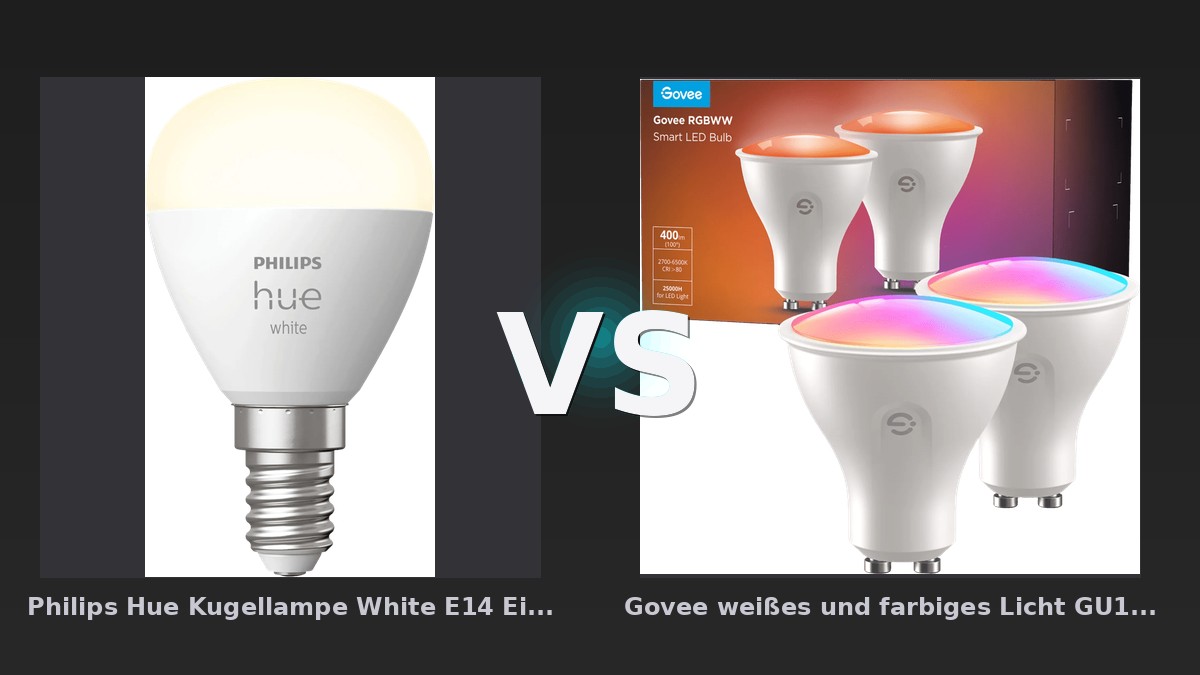 Vergleich: Philips Hue Kugellampe White E14 Einzelne Lampe vs Govee weißes und farbiges Licht GU10 Doppelpack - Philips Hue Kugellampe vs Govee weißes und: Der KI-Audit