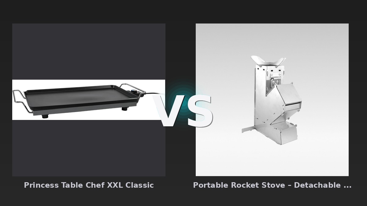 Vergleich: Princess Table Chef XXL Classic vs Portable Rocket Stove – Detachable Wood-Burning for Camping | Traverseon - Princess Table Chef XXL Classic vs. Traverseon Portable Rocket Stove – Preis-Leistungs-Vergleich zwe