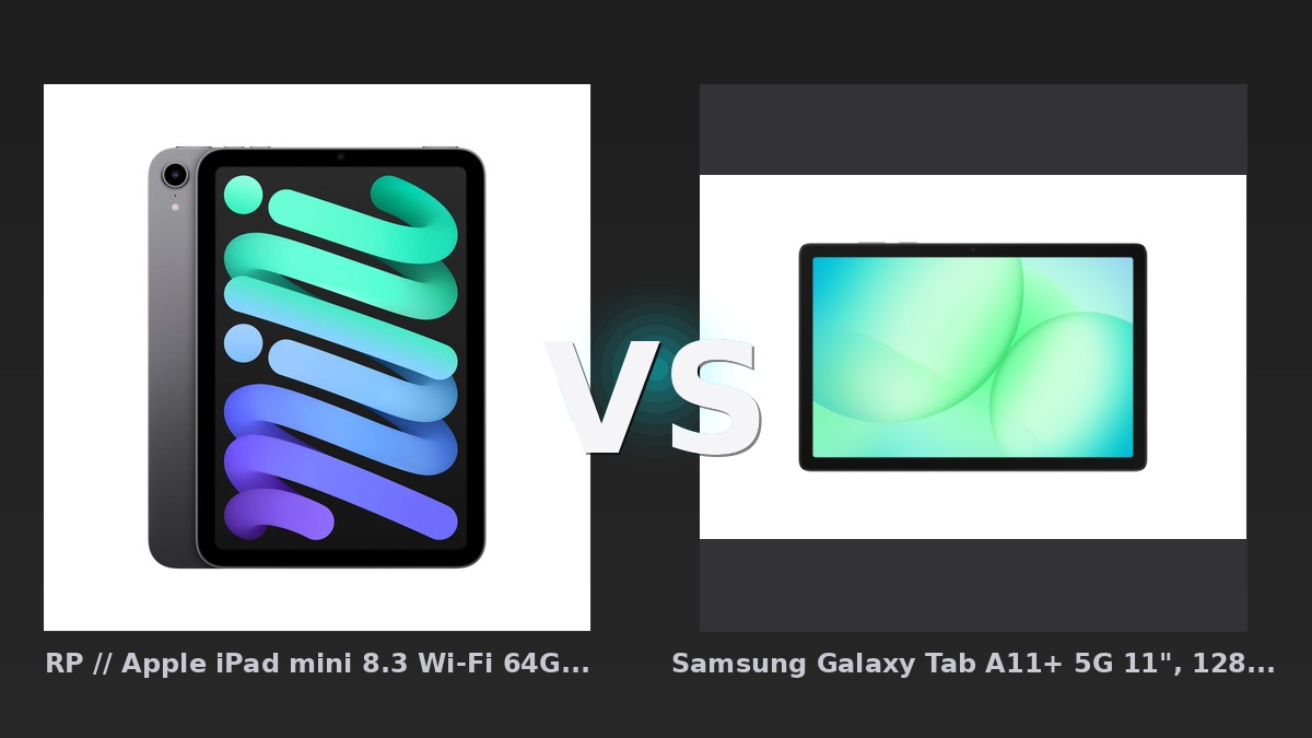 Vergleich: RP // Apple iPad mini 8.3 Wi-Fi 64GB spacegrau vs Samsung Galaxy Tab A11+ 5G 11", 128 GB Gray - Apple iPad mini 8.3 vs. Samsung Galaxy Tab A11+ 5G: Kompakt-Tablets im direkten Duell